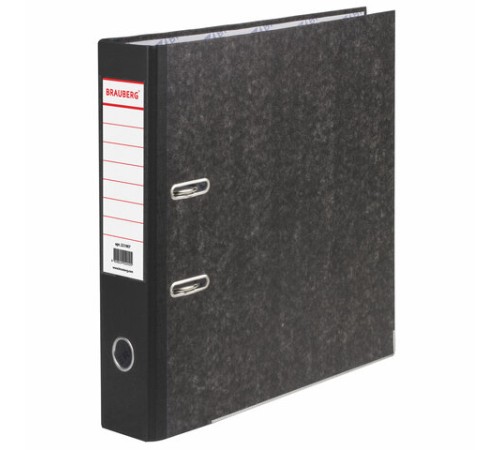Папка-регистратор BRAUBERG, мраморное покрытие, А4 +, содержание, 70 мм, черный корешок, 221987