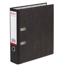Папка-регистратор ОФИСНАЯ ПЛАНЕТА, усиленный корешок, мраморное покрытие, 80 мм, с уголком, черная, 221997