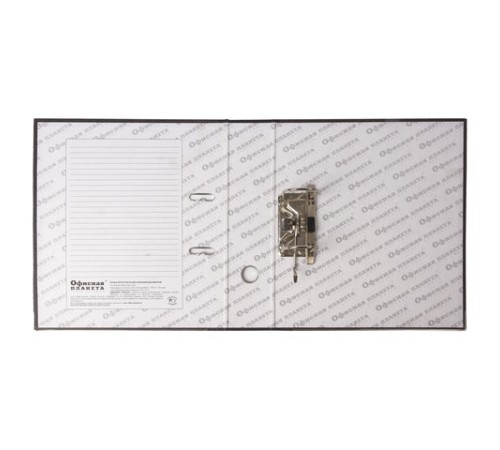 Папка-регистратор ОФИСНАЯ ПЛАНЕТА, усиленный корешок, мраморное покрытие, 80 мм, с уголком, черная, 221997