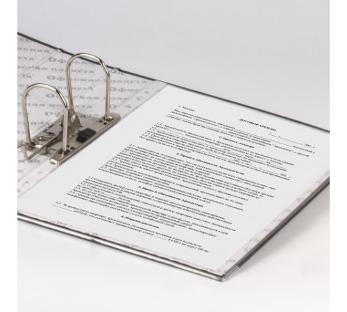 Папка-регистратор ОФИСНАЯ ПЛАНЕТА, усиленный корешок, мраморное покрытие, 80 мм, с уголком, черная, 221997