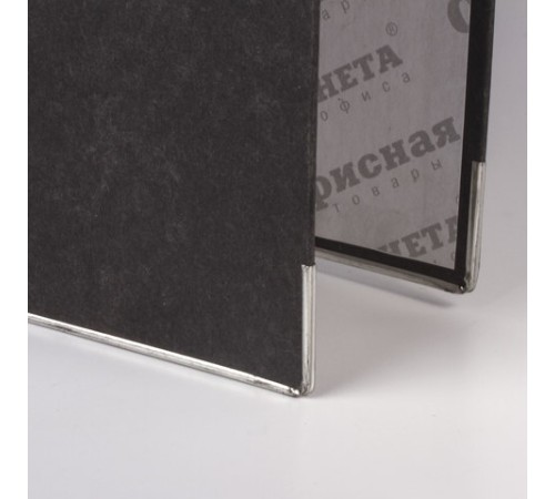Папка-регистратор ОФИСНАЯ ПЛАНЕТА, усиленный корешок, мраморное покрытие, 80 мм, с уголком, черная, 221997