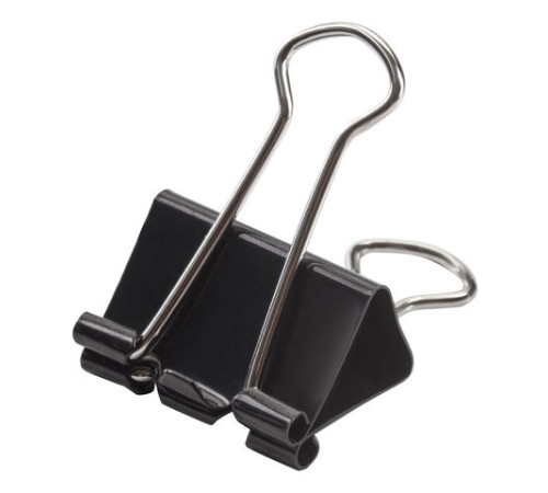 Зажимы для бумаг ОФИСНАЯ ПЛАНЕТА, КОМПЛЕКТ 12 шт., 25 мм, на 100 листов, черные, картонная коробка, 221999