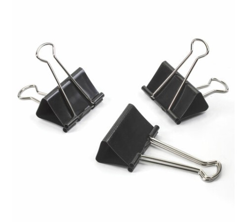 Зажимы для бумаг ОФИСНАЯ ПЛАНЕТА,КОМПЛЕКТ 12 шт., 51 мм, на 230 листов, черные, картонная коробка, 222002