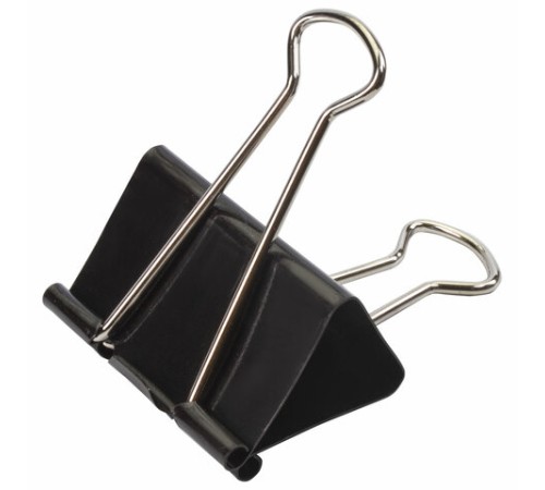 Зажимы для бумаг ОФИСНАЯ ПЛАНЕТА,КОМПЛЕКТ 12 шт., 51 мм, на 230 листов, черные, картонная коробка, 222002