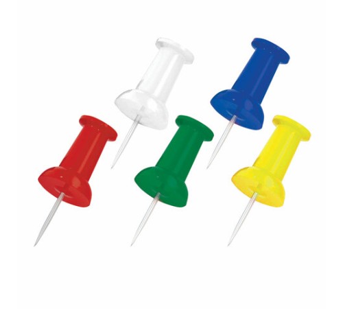 Силовые кнопки-гвоздики ОФИСНАЯ ПЛАНЕТА, цветные, 50 шт., в картонной коробке, 222003