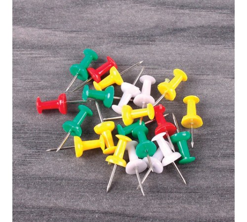 Силовые кнопки-гвоздики ОФИСНАЯ ПЛАНЕТА, цветные, 50 шт., в картонной коробке, 222003