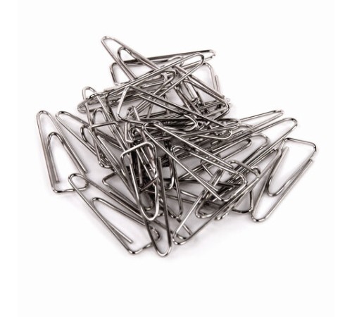 Скрепки ОФИСНАЯ ПЛАНЕТА, 25 мм, никелированные, треугольные, 100 шт., в картонной коробке, 222043