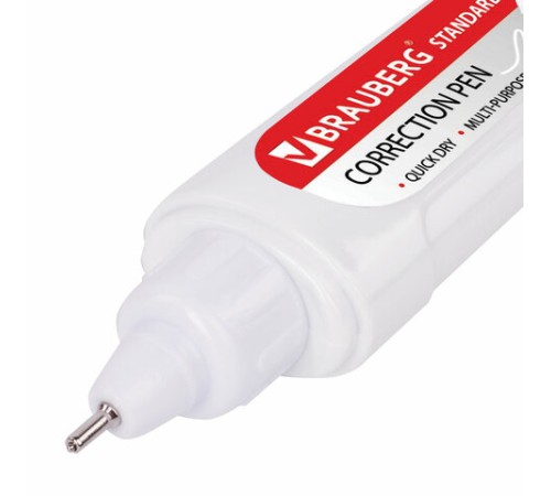Ручка-корректор BRAUBERG, 10 мл, металлический наконечник, в упаковке с подвесом, 222059