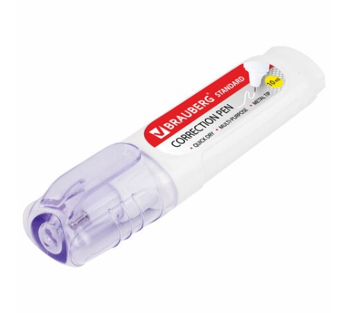 Ручка-корректор BRAUBERG, 10 мл, металлический наконечник, в упаковке с подвесом, 222059