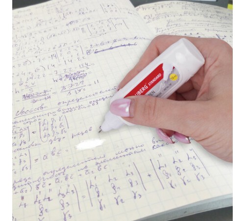 Ручка-корректор BRAUBERG, 10 мл, металлический наконечник, в упаковке с подвесом, 222059