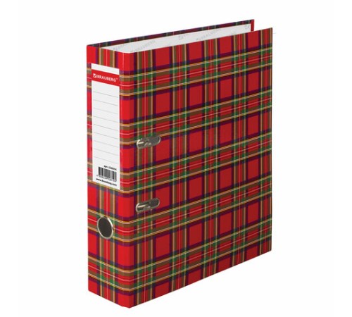 Папка-регистратор BRAUBERG, ламинированная, 75 мм, шотландка, 222074