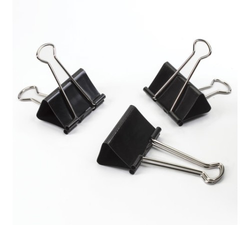 Зажимы для бумаг ОФИСМАГ, КОМПЛЕКТ 12 шт., 51 мм, на 230 листов, черные, картонная коробка, 222090