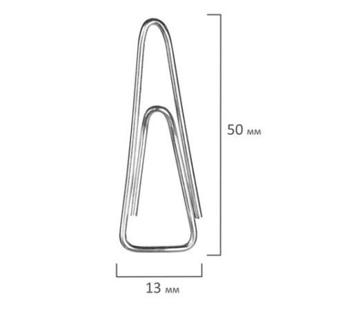 Скрепки большие 50 мм, ОФИСМАГ, никелированные, треугольные, 50 шт., в картонной коробке, 222093