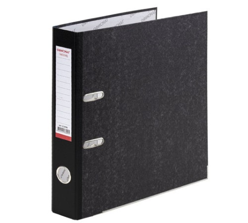 Папка-регистратор ОФИСМАГ, фактура стандарт, с мраморным покрытием, 50 мм, черный корешок, 222096