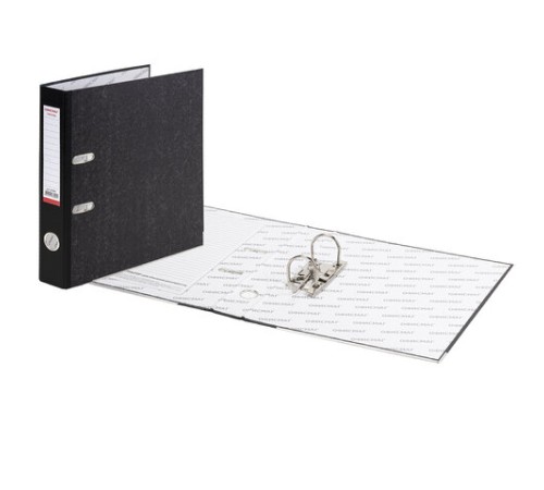 Папка-регистратор ОФИСМАГ, фактура стандарт, с мраморным покрытием, 50 мм, черный корешок, 222096