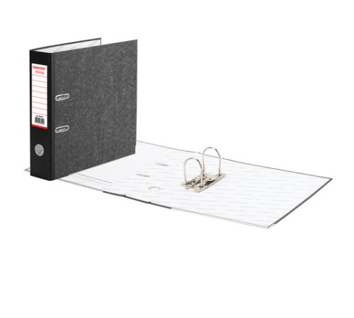 Папка-регистратор ОФИСМАГ, фактура стандарт, с мраморным покрытием, 75 мм, черный корешок, 222097