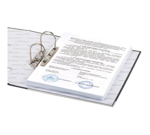 Папка-регистратор ОФИСМАГ, фактура стандарт, с мраморным покрытием, 75 мм, черный корешок, 222097