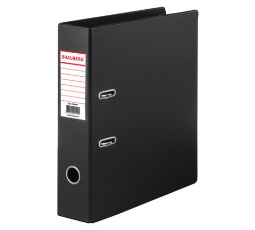 Папка-регистратор BRAUBERG с двухсторонним покрытием из ПВХ, 70 мм, черная, 222649