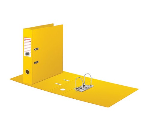 Папка-регистратор BRAUBERG с двухсторонним покрытием из ПВХ, 70 мм, желтая, 222650