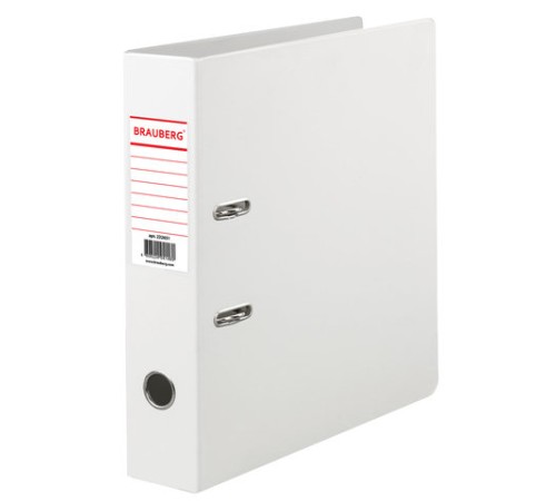 Папка-регистратор BRAUBERG с двухсторонним покрытием из ПВХ, 70 мм, белая, 222651