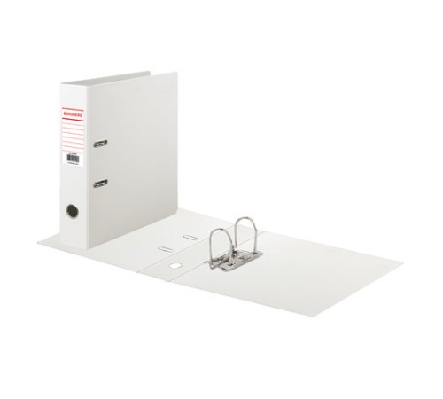 Папка-регистратор BRAUBERG с двухсторонним покрытием из ПВХ, 70 мм, белая, 222651