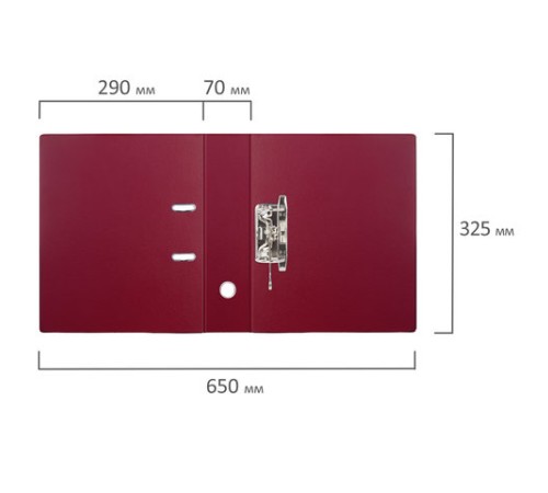 Папка-регистратор BRAUBERG с двухсторонним покрытием из ПВХ, 70 мм, бордовая, 222653