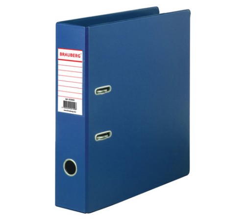 Папка-регистратор BRAUBERG с двухсторонним покрытием из ПВХ, 70 мм, синяя, 222655