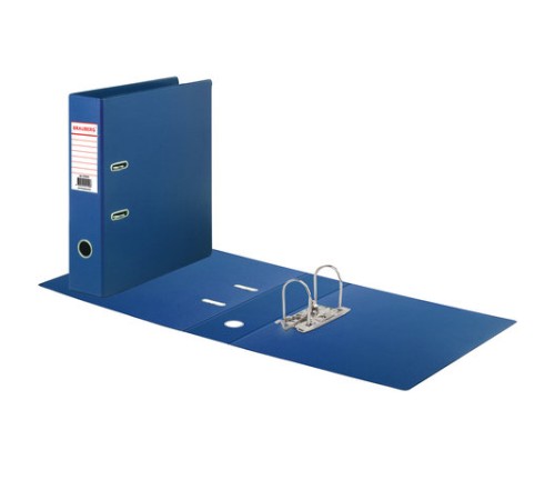 Папка-регистратор BRAUBERG с двухсторонним покрытием из ПВХ, 70 мм, синяя, 222655