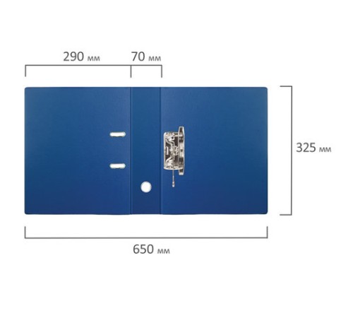 Папка-регистратор BRAUBERG с двухсторонним покрытием из ПВХ, 70 мм, синяя, 222655