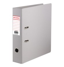 Папка-регистратор BRAUBERG с двухсторонним покрытием из ПВХ, 70 мм, серая, 222656