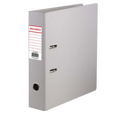 Папка-регистратор BRAUBERG с двухсторонним покрытием из ПВХ, 70 мм, серая, 222656