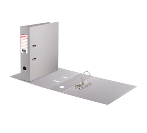 Папка-регистратор BRAUBERG с двухсторонним покрытием из ПВХ, 70 мм, серая, 222656