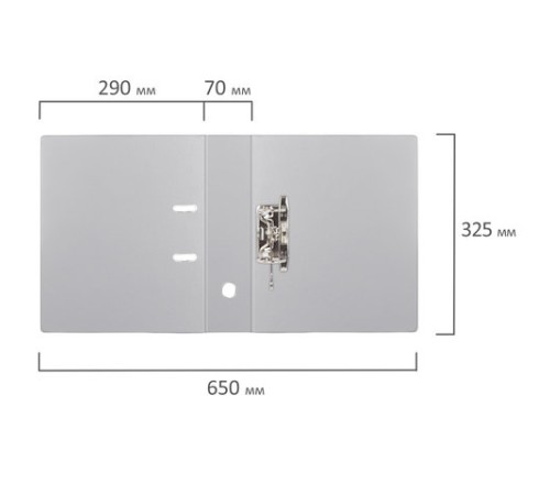 Папка-регистратор BRAUBERG с двухсторонним покрытием из ПВХ, 70 мм, серая, 222656