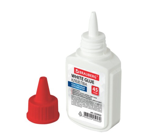 Клей ПВА BRAUBERG (бумага, картон, дерево), 45 г, 222923