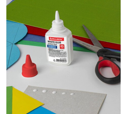 Клей ПВА BRAUBERG (бумага, картон, дерево), 45 г, 222923