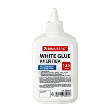 Клей ПВА BRAUBERG (бумага, картон, дерево), 125 г, 222925