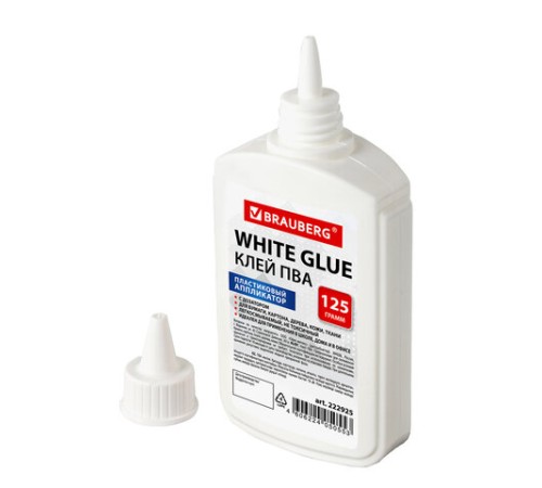 Клей ПВА BRAUBERG (бумага, картон, дерево), 125 г, 222925