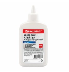 Клей ПВА-СУПЕР BRAUBERG (керамика, ткань, кожа, дерево, бумага, картон), 125 г, 222927