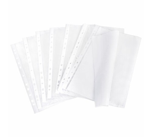 Папки-файлы перфорированные А4+ BRAUBERG, КОМПЛЕКТ 50 шт., гладкие, ПЛОТНЫЕ, 60 мкм, 223084