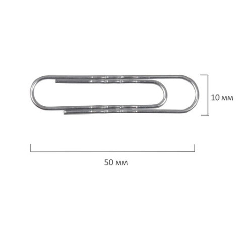 Скрепки большие 50 мм, ОФИСМАГ, оцинкованные, гофрированные, 50 шт., в картонной коробке, 223090