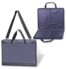 Папка для рисунков и чертежей БОЛЬШОГО ФОРМАТА ( 470х330 мм,) А3, с ручками, кожзам/ткань, серая, 