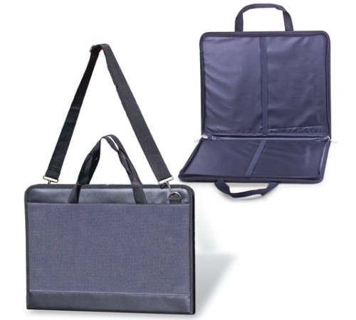 Папка для рисунков и чертежей БОЛЬШОГО ФОРМАТА ( 470х330 мм,) А3, с ручками, кожзам/ткань, серая, 