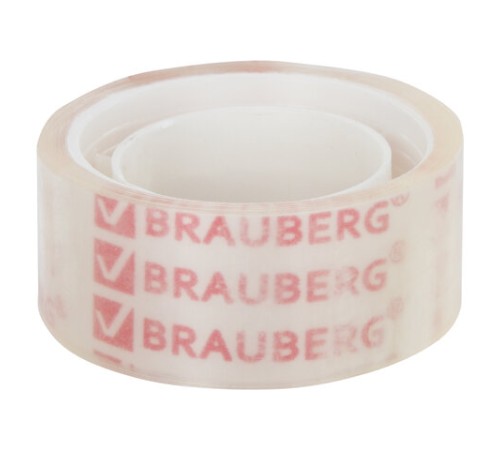 Клейкие ленты 19 мм х 10 м канцелярские BRAUBERG, комплект 12 шт., прозрачные, 223124