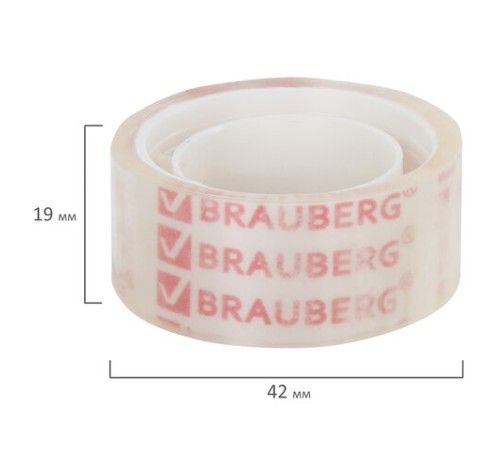 Клейкие ленты 19 мм х 10 м канцелярские BRAUBERG, комплект 12 шт., прозрачные, 223124