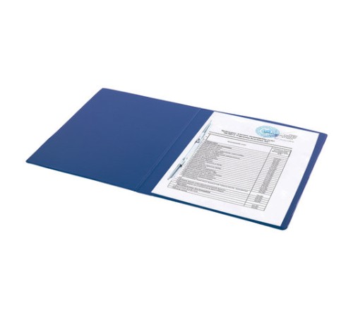 Папка с металлическим пружинным скоросшивателем BRAUBERG, картон/ПВХ, 35 мм, синяя, до 290 листов, 223187