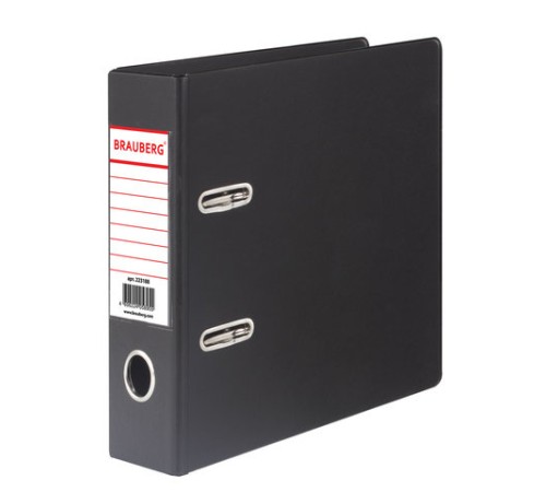 Папка-регистратор МАЛЫЙ ФОРМАТ (148х210 мм), А5, 70 мм, ВЕРТИКАЛЬНАЯ, двухстороннее покрытие, ПВХ, черная, BRAUBERG, 223188