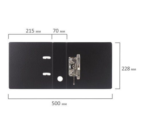 Папка-регистратор МАЛЫЙ ФОРМАТ (148х210 мм), А5, 70 мм, ВЕРТИКАЛЬНАЯ, двухстороннее покрытие, ПВХ, черная, BRAUBERG, 223188