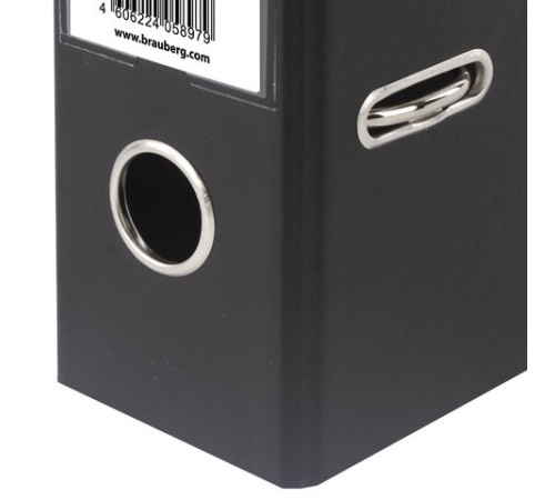 Папка-регистратор МАЛЫЙ ФОРМАТ (148х210 мм), А5, 70 мм, ВЕРТИКАЛЬНАЯ, двухстороннее покрытие, ПВХ, черная, BRAUBERG, 223188