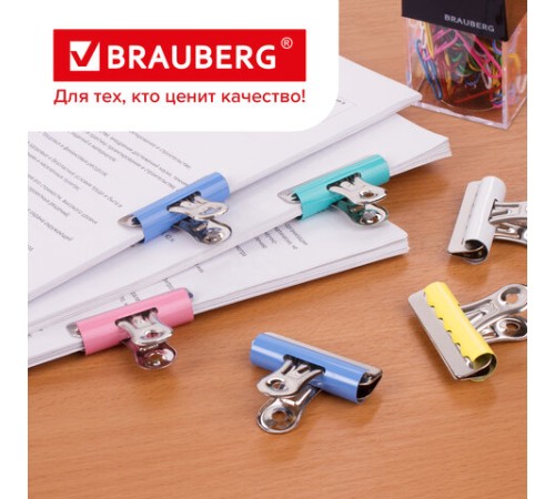 Зажимы-бульдоги для бумаг большие BRAUBERG, КОМПЛЕКТ 10 шт., 57 мм, на 90 листов, картонная коробка, 223514