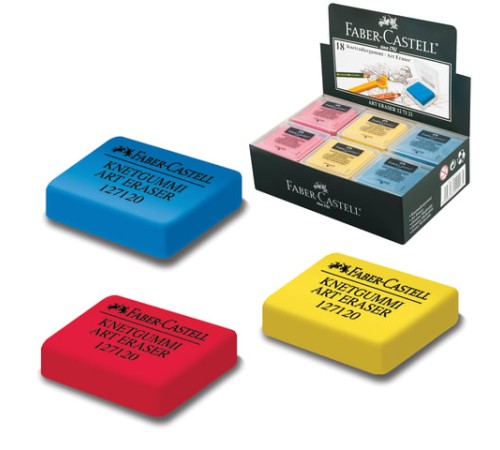 Ластик-клячка художественный FABER-CASTELL, 40х35х10 мм, цветной ассорти, 127321